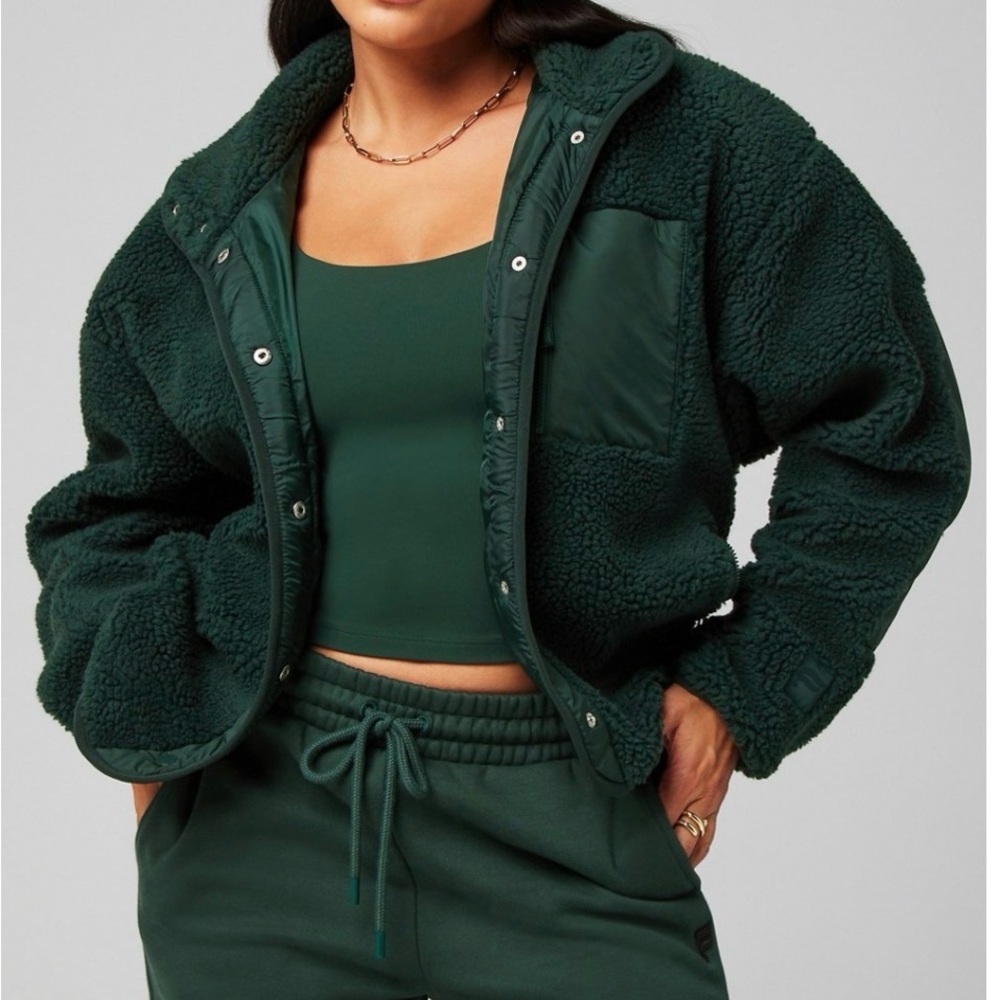 Green Fabletics teddy jacket M